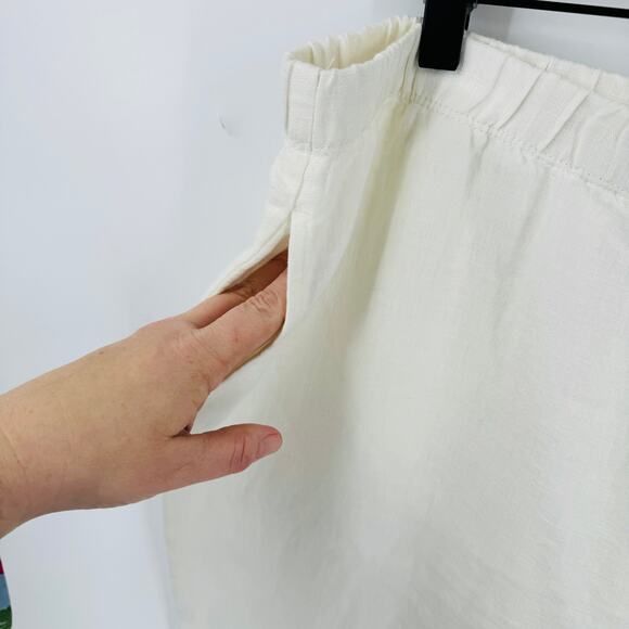 J. Jill Linen Pants Cream Elastic Waist Pockets High Rise Pull-On Size 1X - Picture 7 of 10